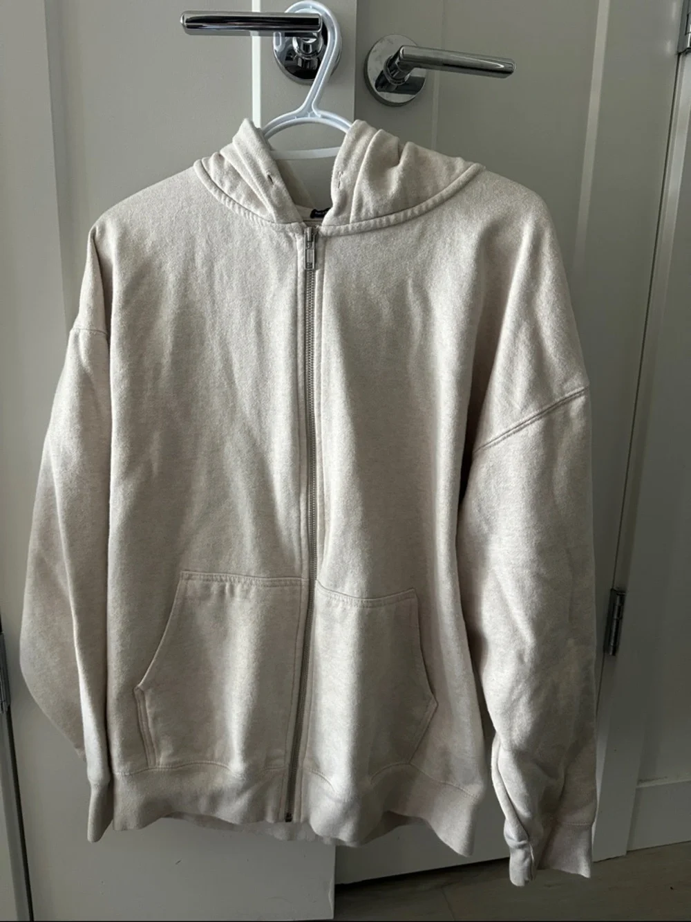 Brandy Melville Cream Fleece Zip Hoodie - Picture 2 of 7